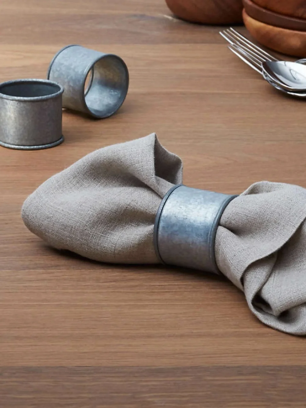 Crate & Barrel Galvanized Napkin Rings ~ ( Set of 6 )